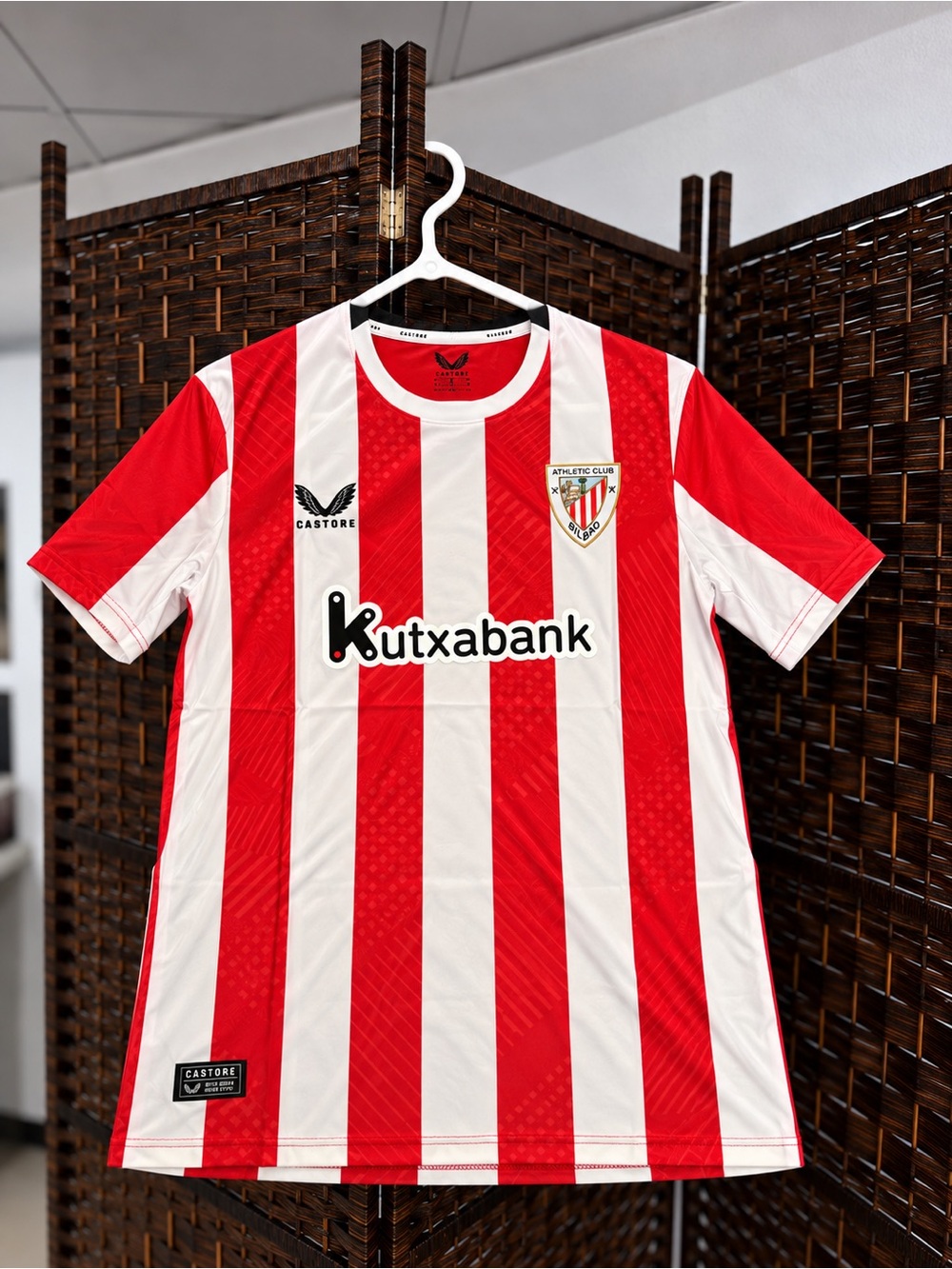 Athletic Club Red & White Striped Men's Soccer Jersey - Castore